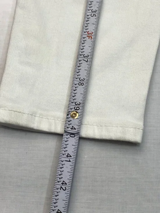 Denim & Co White Straight Leg Jeans Size 2 Ankle Button Hem - Picture 14 of 16